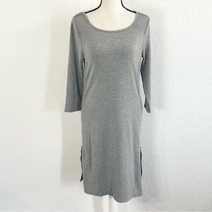 CABLE & GAUGE Heather Grey 3/4 Sleeve Dress Mesh Details Medium NWT Scoop Neck